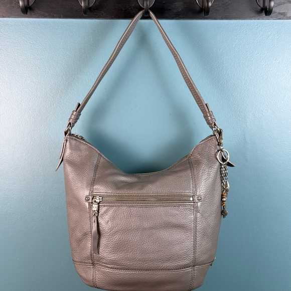 THE SAK Sequoia Leather Hobo | Gray | Signature Charm | Older Version - Picture 5 of 9